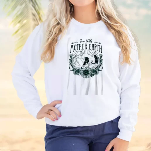 Vintage Sweatshirt Pocahontas One With Mother Earth Earth Day Idea 1