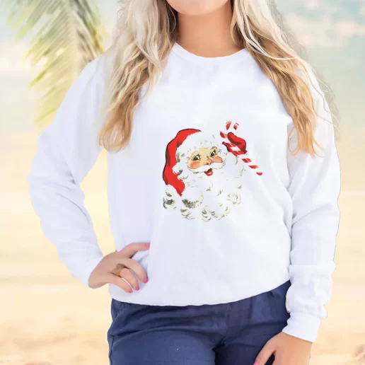 Vintage Sweatshirt Retro Santa Design Plus Size Christmas Sweater 1