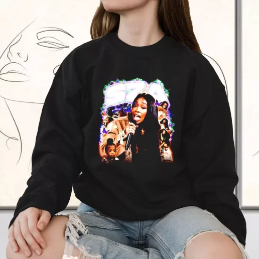 Vintage Sweatshirt SZA Rapper Icon Butterfly 1