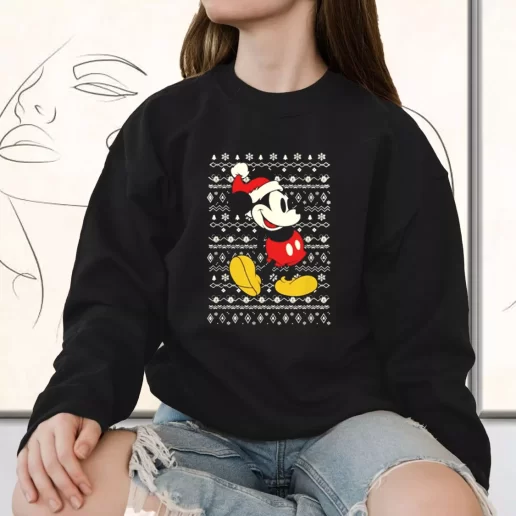 Vintage Sweatshirt Santa Mickey mouse ugly Christmas Holiday Xmas Outfits 1