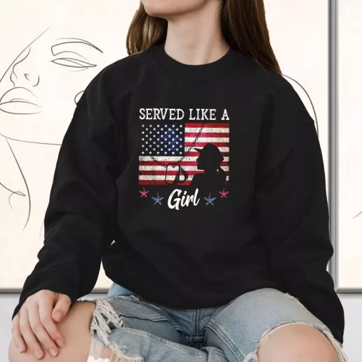 Vintage Sweatshirt Served Like A Girl Female Bulk Veterans Day Gifts 1