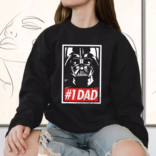 Vintage Sweatshirt Star Wars Darth Vader Number 1 Dad Propaganda Gift for Father Day From Daughter 1