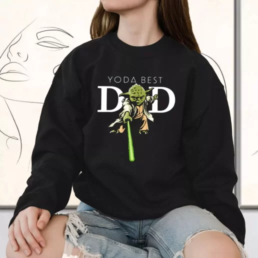 Vintage Sweatshirt Star Wars Yoda Lightsaber Best Dad Gift for Father Day From Daughter 1