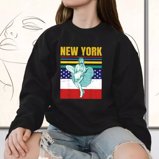 Vintage Sweatshirt Statue Of Liberty New York Retro America Bulk Veterans Day Gifts 1