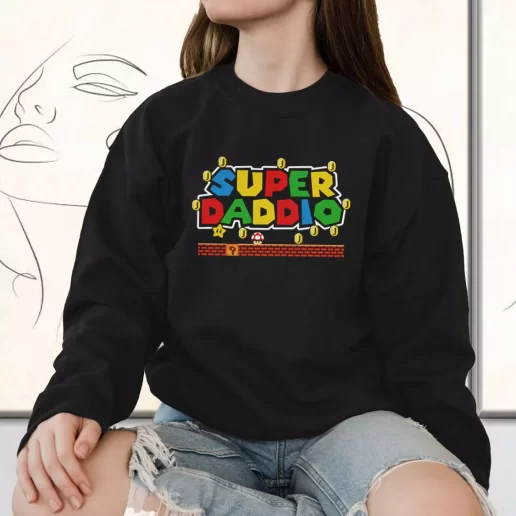 Vintage Sweatshirt Super Daddio Mario Style Gift for Father Day From Daughter 1