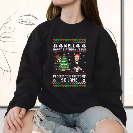 Vintage Sweatshirt The Office Well Happy Birthday Jesus Holiday Xmas Outfits 1