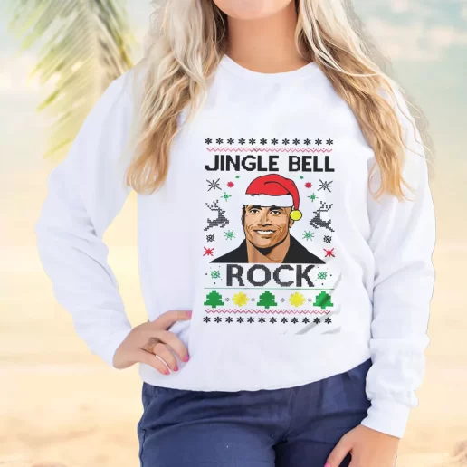 Vintage Sweatshirt The Rock Jingle Bell Rock Plus Size Christmas Sweater 1