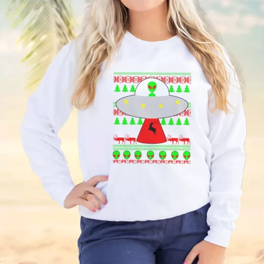 Vintage Sweatshirt Ufo Alien Ugly Christmas Plus Size Christmas Sweater 1