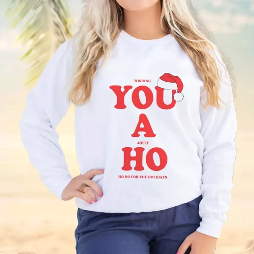 Vintage Sweatshirt Wishing You A Jolly Ho Plus Size Christmas Sweater 1