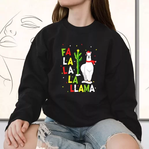 Vintage Sweatshirt Xmas Falala Alpaca Funny Ugly Holiday Xmas Outfits 1