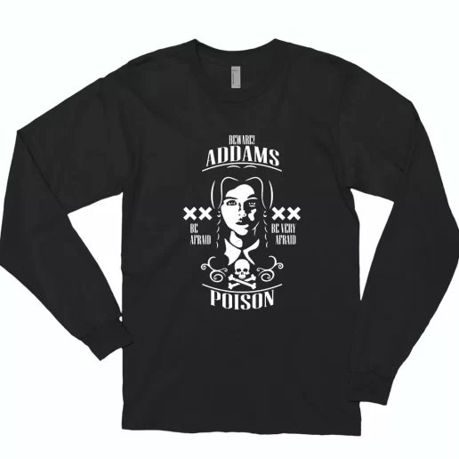 Wednesday Beware Addams Poison Casual Long Sleeve T Shirt 1