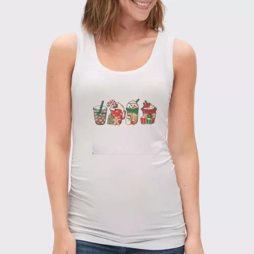 Women Classic Tank Top Christmas Snowman Latte Coffee Lover Xmas Present 1