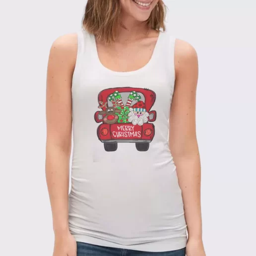 Women Classic Tank Top Merry Christmas Red Trees Truck Xmas Present 1