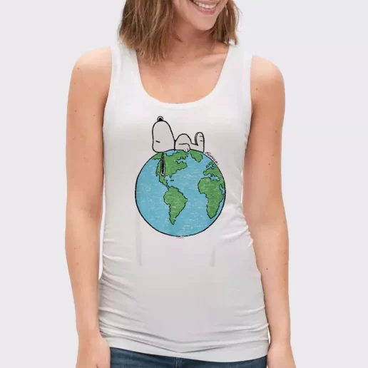 Women Classic Tank Top Peanuts Snoopy On Top Of The World Gift Idea For Earth Day 1