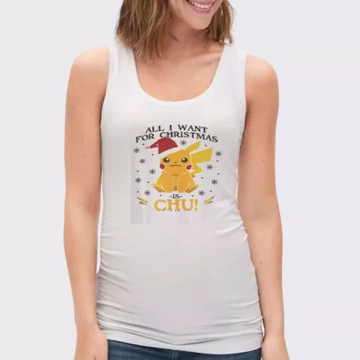 Women Classic Tank Top Pikachu All I Want For Christmas Xmas Present 1