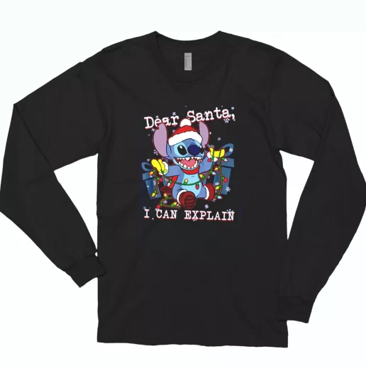 ilo and Stitch Christmas Dear Santa I Can Explain Long Sleeve T Shirt Xmas Gift 1