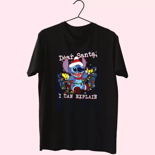 ilo and Stitch Christmas Dear Santa I Can Explain T Shirt Xmas Design 1