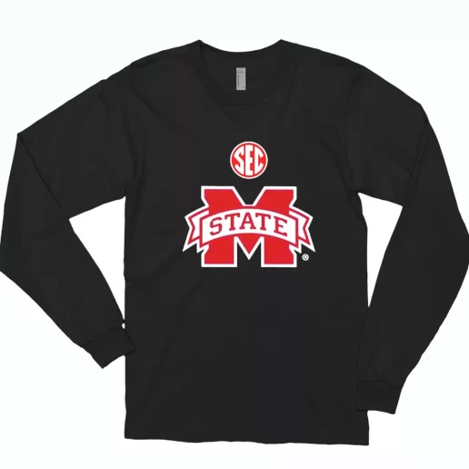 mike leach wearing sec logo and mississippi state Casual Long Sleeve T Shirt 1