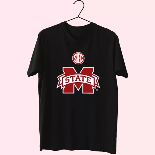 mike leach wearing sec logo and mississippi state Casual Trendy T Shirt 1