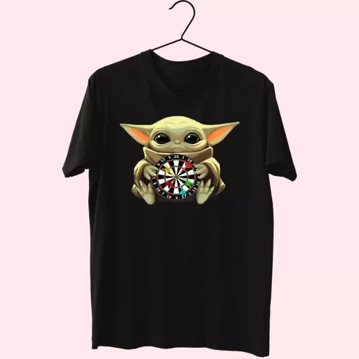 Baby Yoda Playing Darts Classic 90s T Shirt Style 1