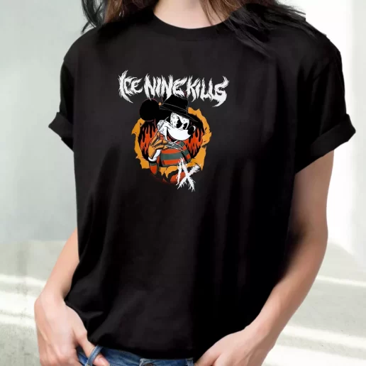 Classic T Shirt Ice Nine Kills Freddy Krueger Mickey Mouse On Sale 1