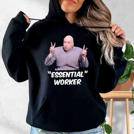 Aesthetic Hoodie Dr Evil Sarcasm Air Quote Essential Worker 1