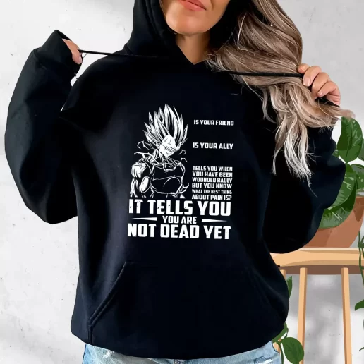 Aesthetic Hoodie New Dragon Ball Vegeta Pain Quote