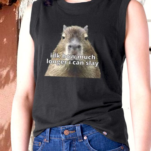 Aesthetic Tank Top Dk How Much Longer I Can Slay Capybara Sarcastic Dank 1