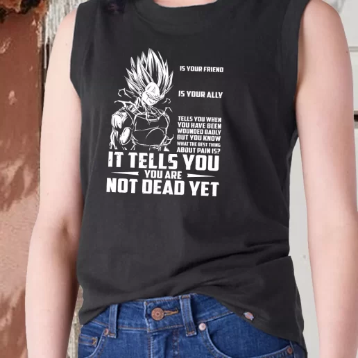 Aesthetic Tank Top New Dragon Ball Vegeta Pain Quote