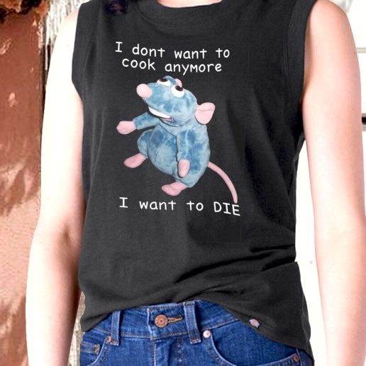 Aesthetic Tank Top Remy Rat I Dont Want To Cook Anymore I Want To Die 1