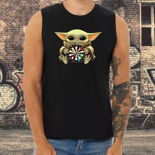 Athletic Tank Top Baby Yoda Playing Darts