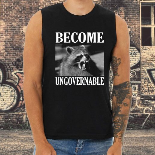 Athletic Tank Top Become Ungovernable Funny Raccoon Face 1