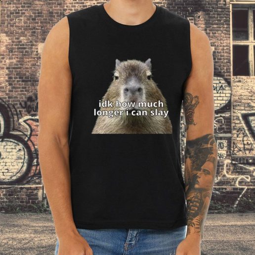 Athletic Tank Top Dk How Much Longer I Can Slay Capybara Sarcastic Dank 1