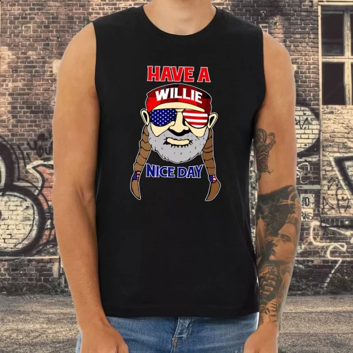 Athletic Tank Top Me Time Have A Willie Nice Day Slogan