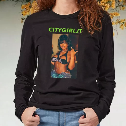 Black Long Sleeve T Shirt City Girls Jt