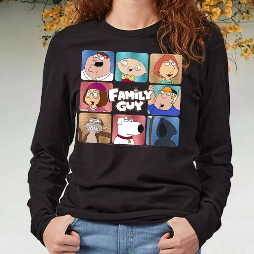 Black Long Sleeve T Shirt Family Guy Group Tv Show Streetwear On Sale