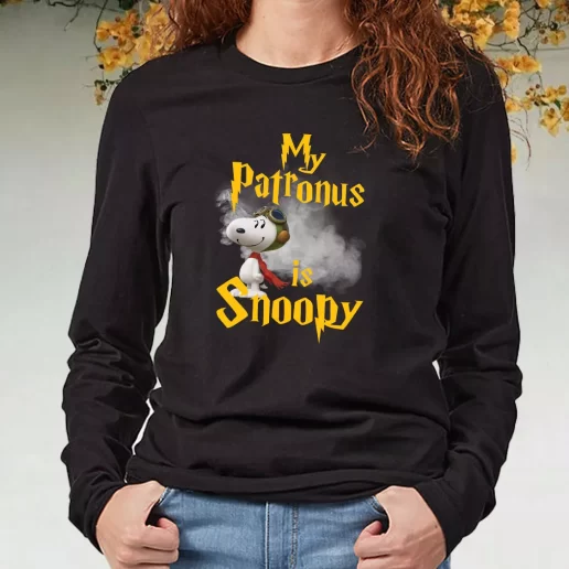 Black Long Sleeve T Shirt Flying Ace My Patronus Is A Snoopy