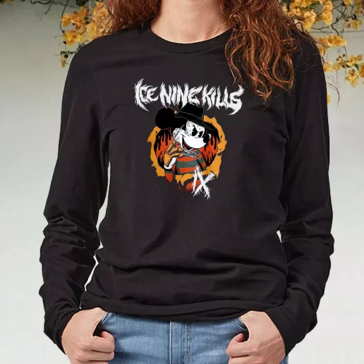 Black Long Sleeve T Shirt Ice Nine Kills Freddy Krueger Mickey Mouse On Sale