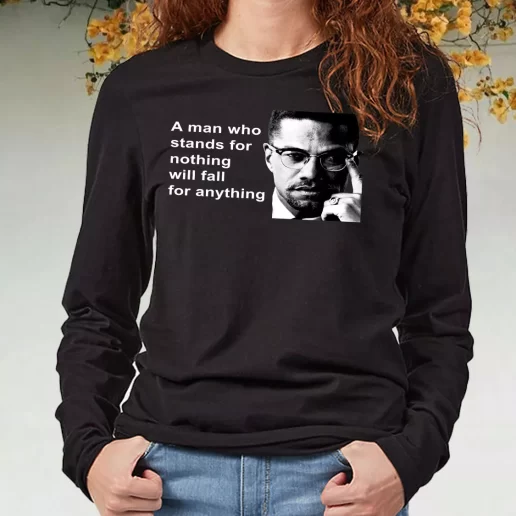 Black Long Sleeve T Shirt Malcolm X Black Panthers Party Civil Human Rights