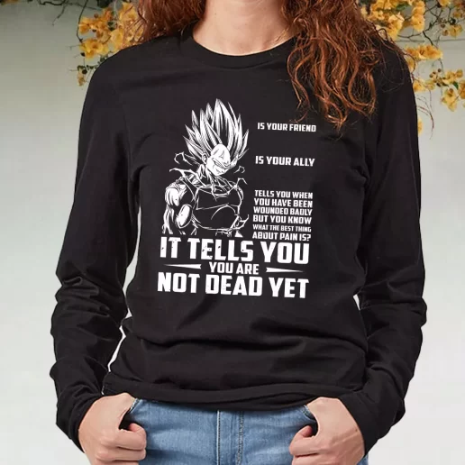 Black Long Sleeve T Shirt New Dragon Ball Vegeta Pain Quote