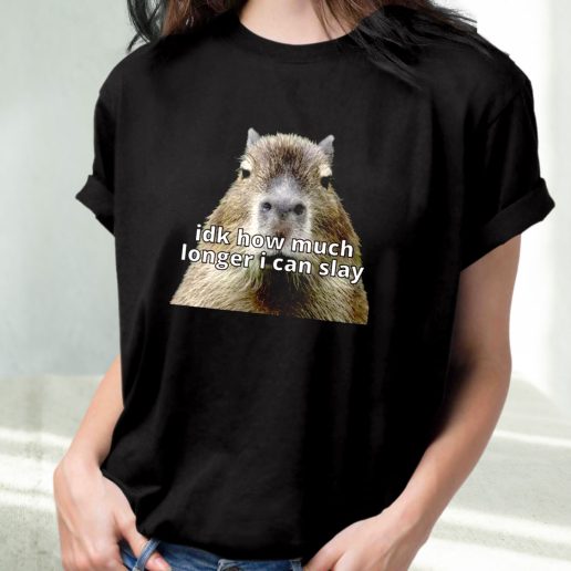 Classic T Shirt Dk How Much Longer I Can Slay Capybara Sarcastic Dank 1