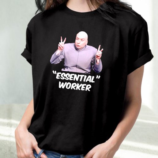 Classic T Shirt Dr Evil Sarcasm Air Quote Essential Worker 1