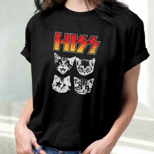Classic T Shirt Hiss Cat Funny Cats Kittens Rock 1