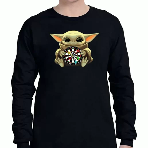 Graphic Long Sleeve T Shirt Baby Yoda Playing Darts