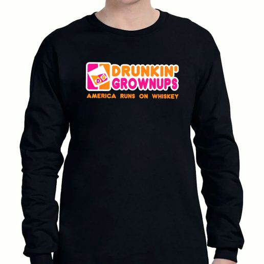 Graphic Long Sleeve T Shirt Drunkin Grownups Whiskey 1