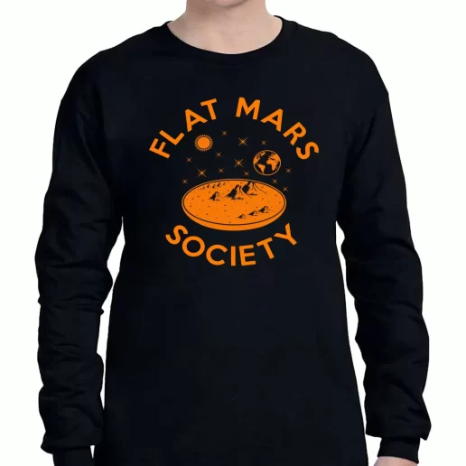 Graphic Long Sleeve T Shirt Flat Mars Society 90s Retro