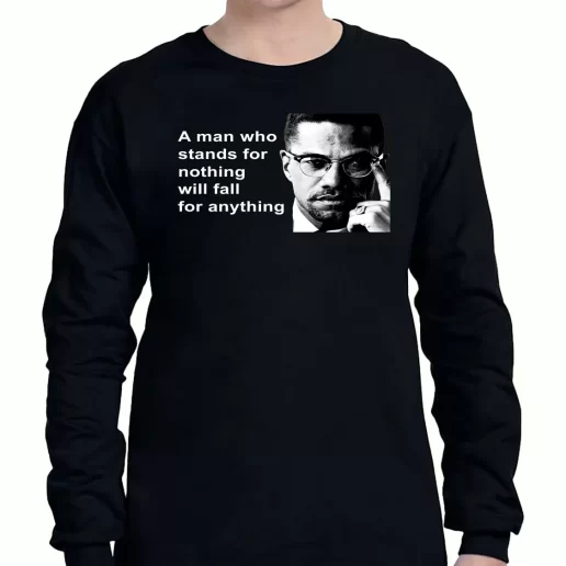 Graphic Long Sleeve T Shirt Malcolm X Black Panthers Party Civil Human Rights