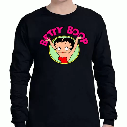 Graphic Long Sleeve T Shirt Sexy Betty Boop Logo Cartoon