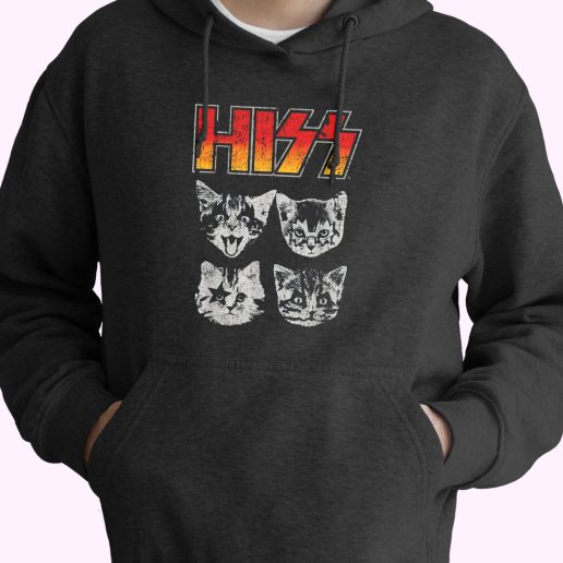 Hiss Cat Funny Cats Kittens Rock Funny Hoodie Streetwear 1