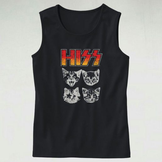 Hiss Cat Funny Cats Kittens Rock Funny Tank Top 1